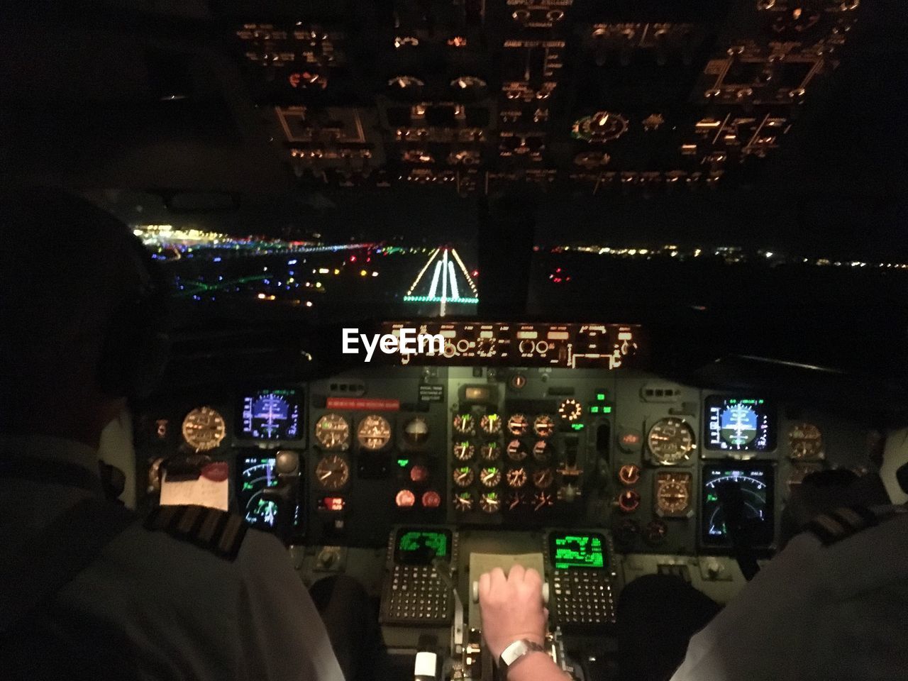 AERIAL VIEW OF ILLUMINATED AIRPLANE