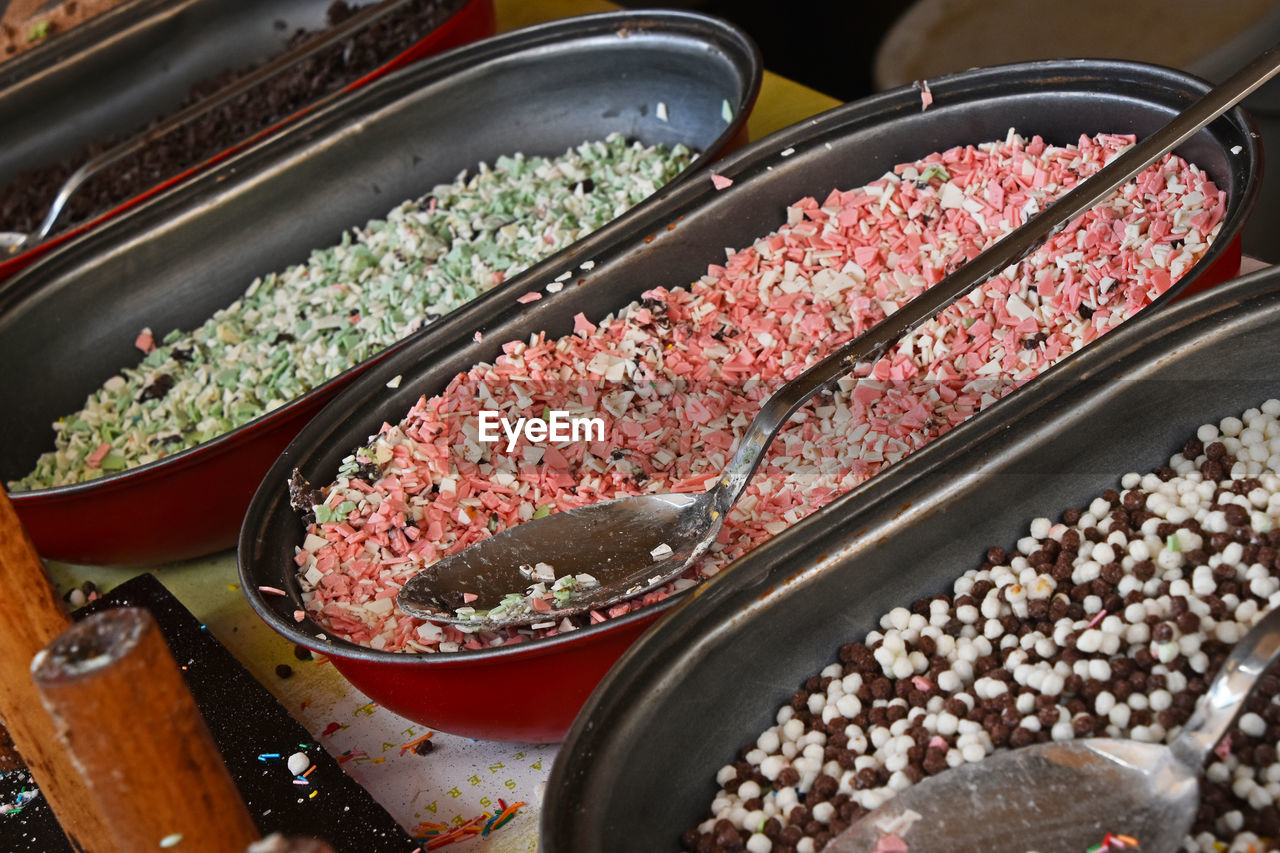 Close-up of dessert toppings