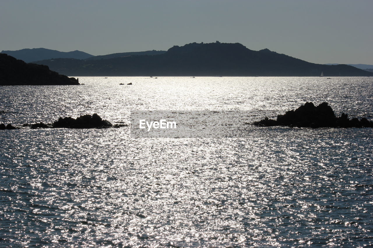 SCENIC VIEW OF SEA AND MOUNTAINS