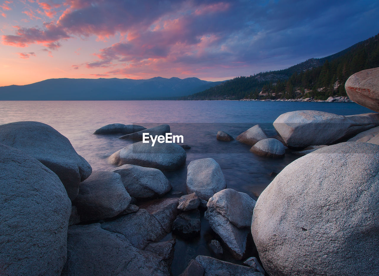 Scenic view of sea against sky during sunset