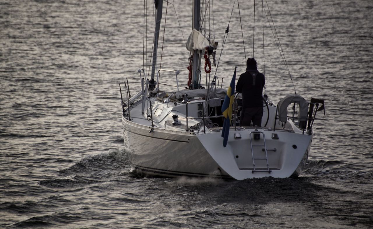 Boat sailing in sea