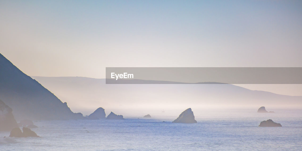 Scenic view of sea against clear sky