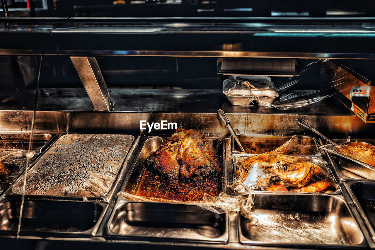 high angle view of food for sale at market