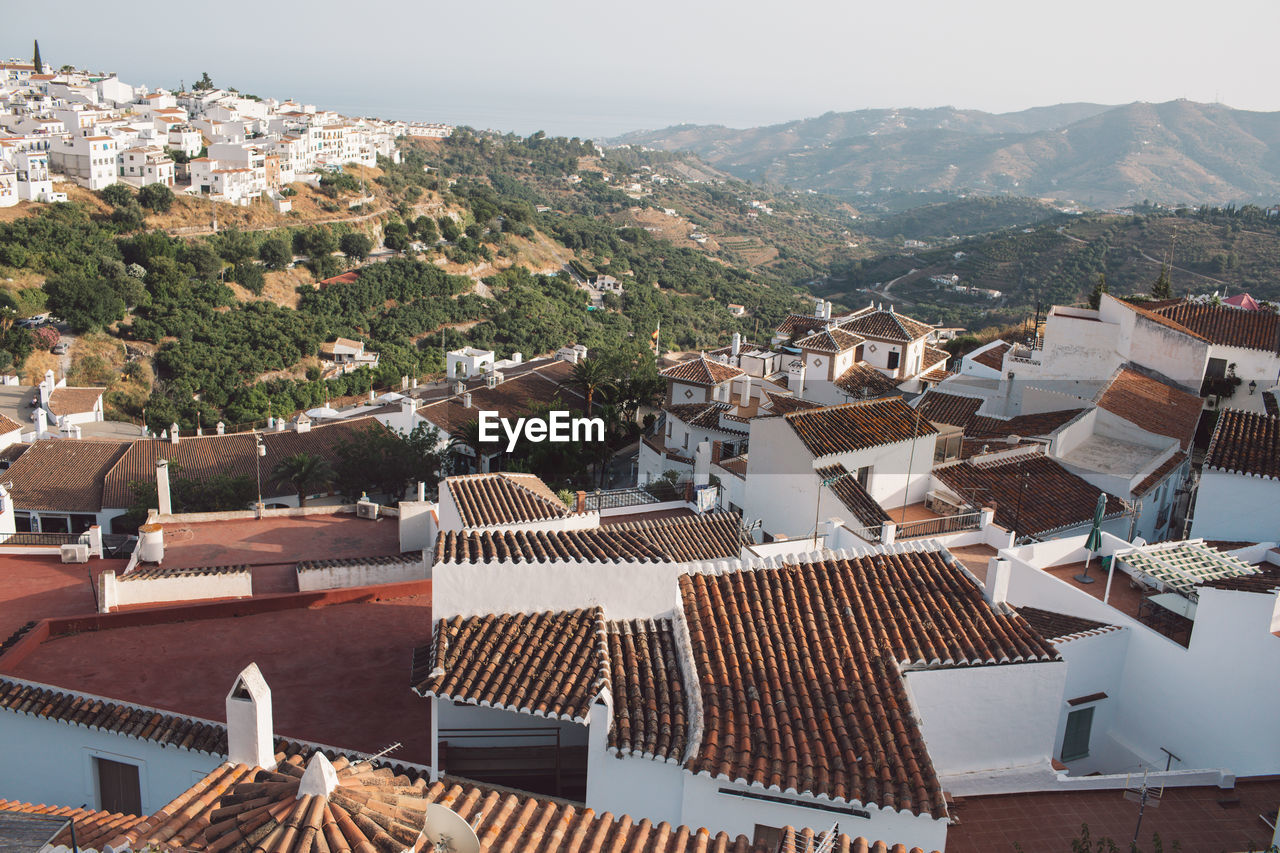 High angle view of townscape against sky