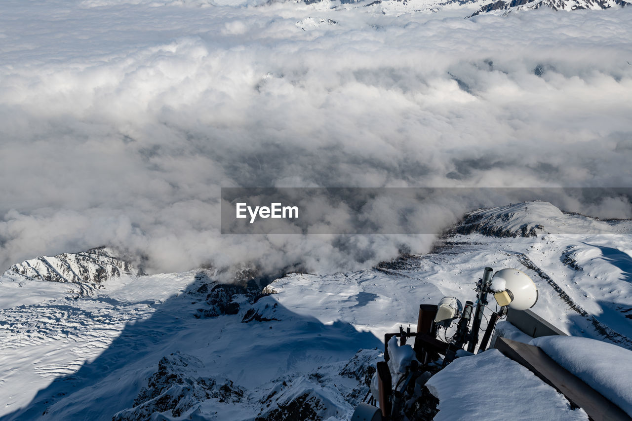 Aerial view of snowcapped mountains