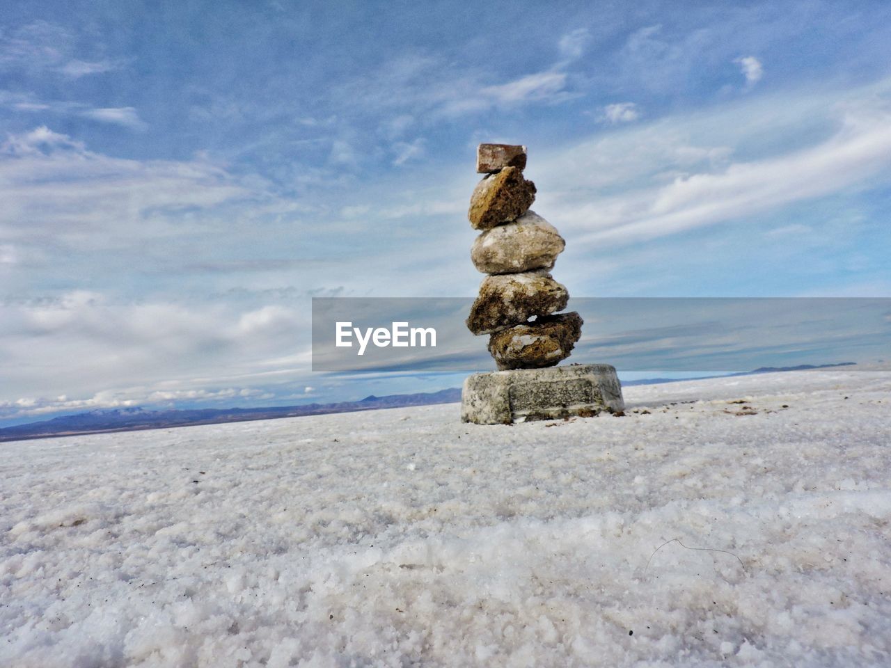 cloud - sky, sky, stack, balance, nature, land, no people, tranquility, snow, scenics - nature, solid, winter, beauty in nature, day, tranquil scene, cold temperature, zen-like, rock, stone - object, outdoors