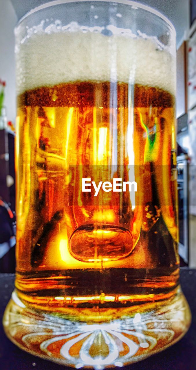 Close-up of beer glass