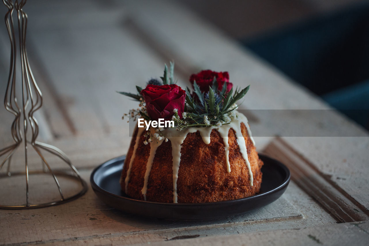 Close-up of cake on table