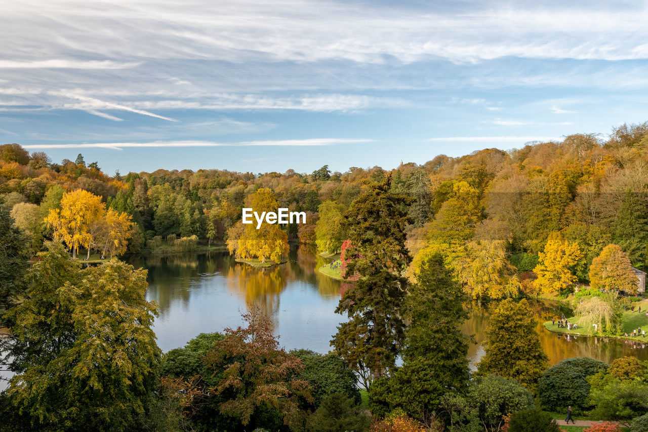 View of the autumn colours at stourhead gardens in wiltshire 