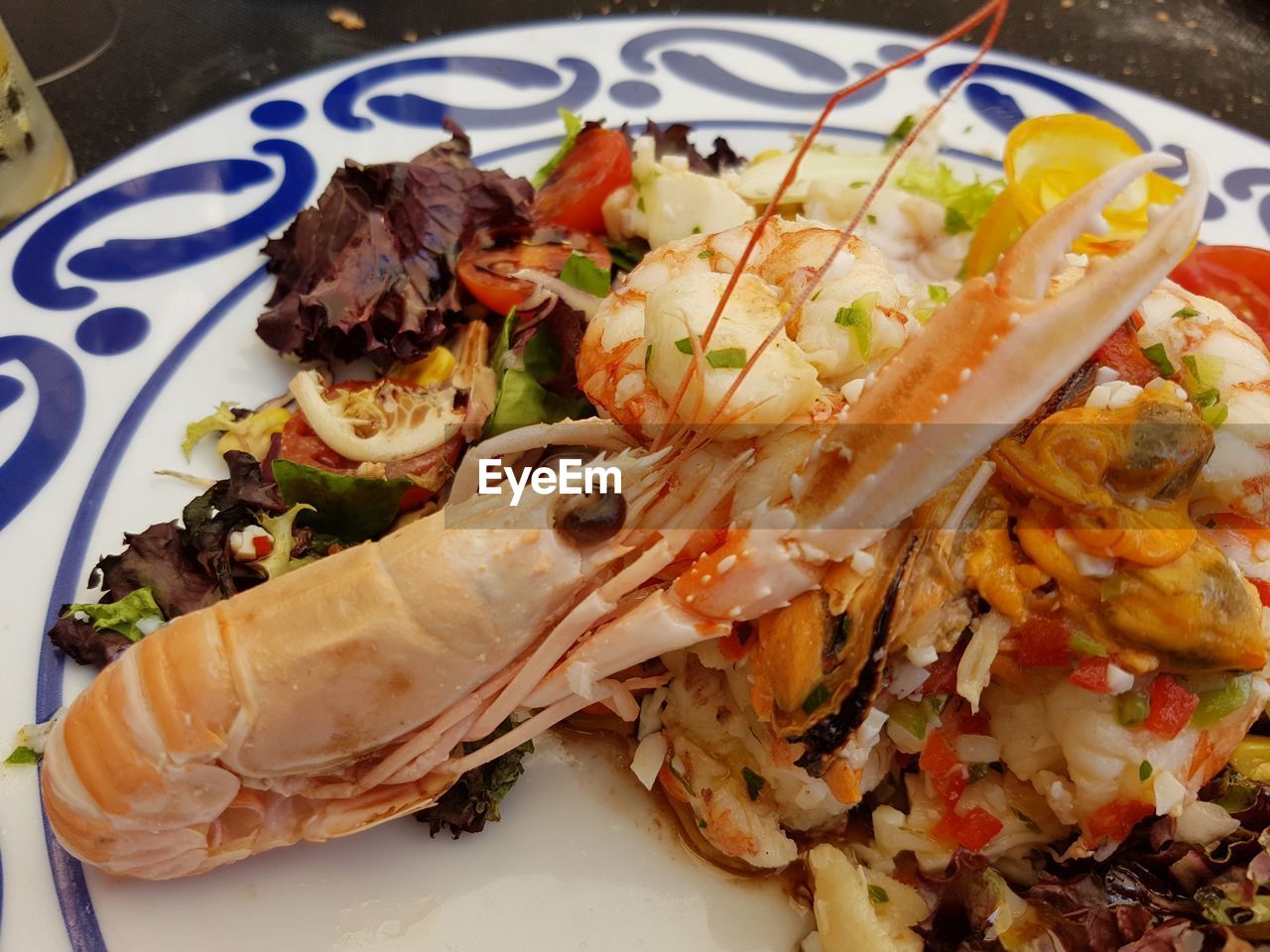 Close-up of seafood served in plate