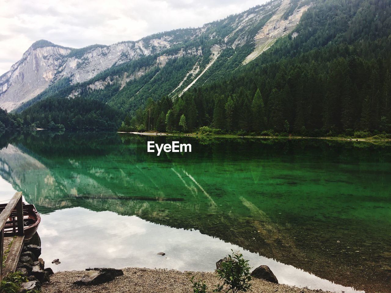 Scenic view of lake and mountains