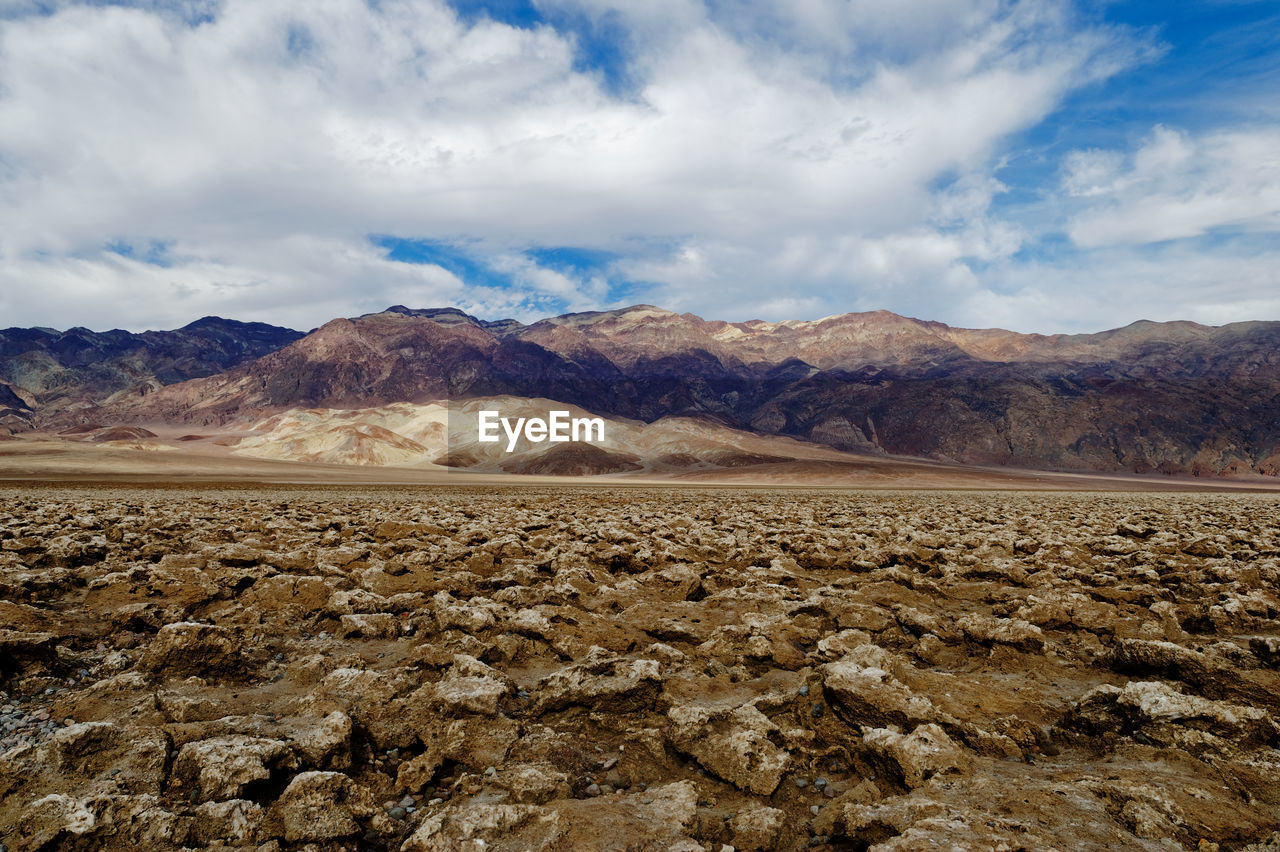 Scenic view of landscape and mountains against sky