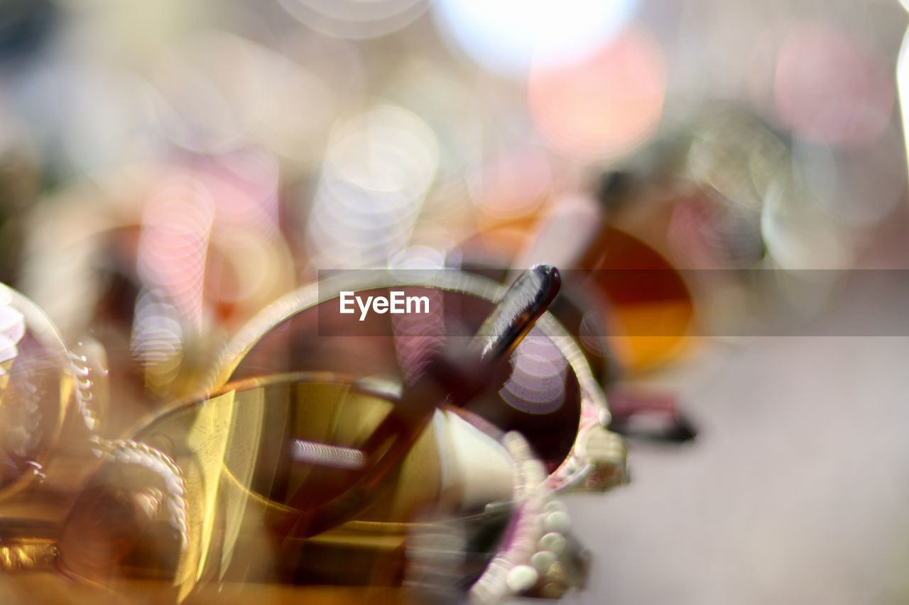 Close-up of sunglasses on table for sale in store