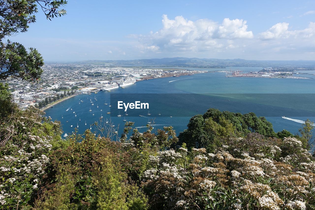 High angle view of sea against sky