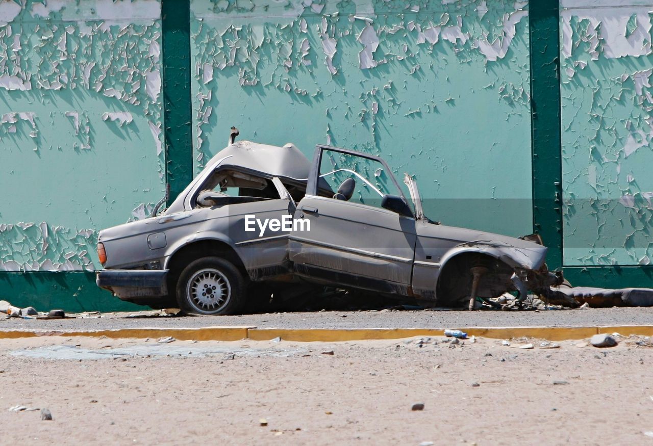 CLOSE-UP OF ABANDONED TRUCK