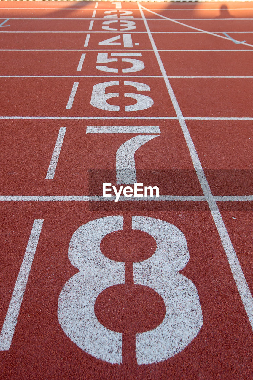 Numbers on running track