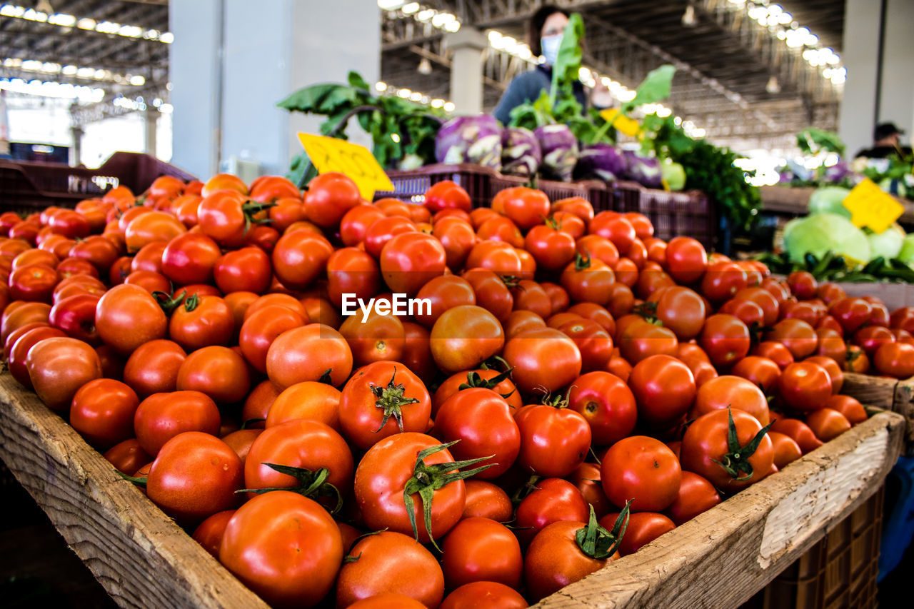 high angle view of fruits for sale