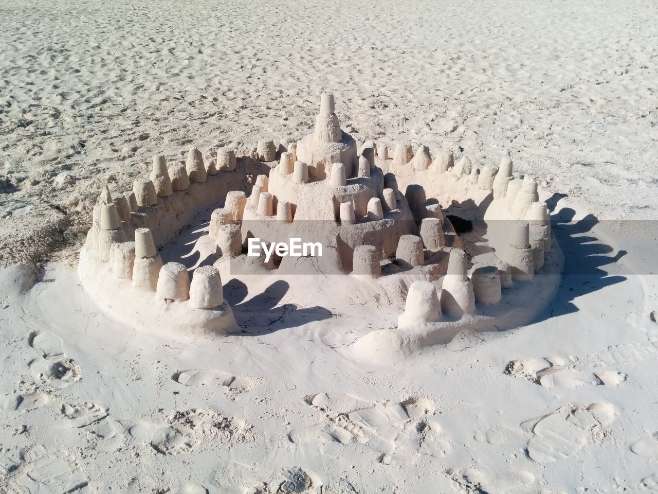 Sand castle on beach