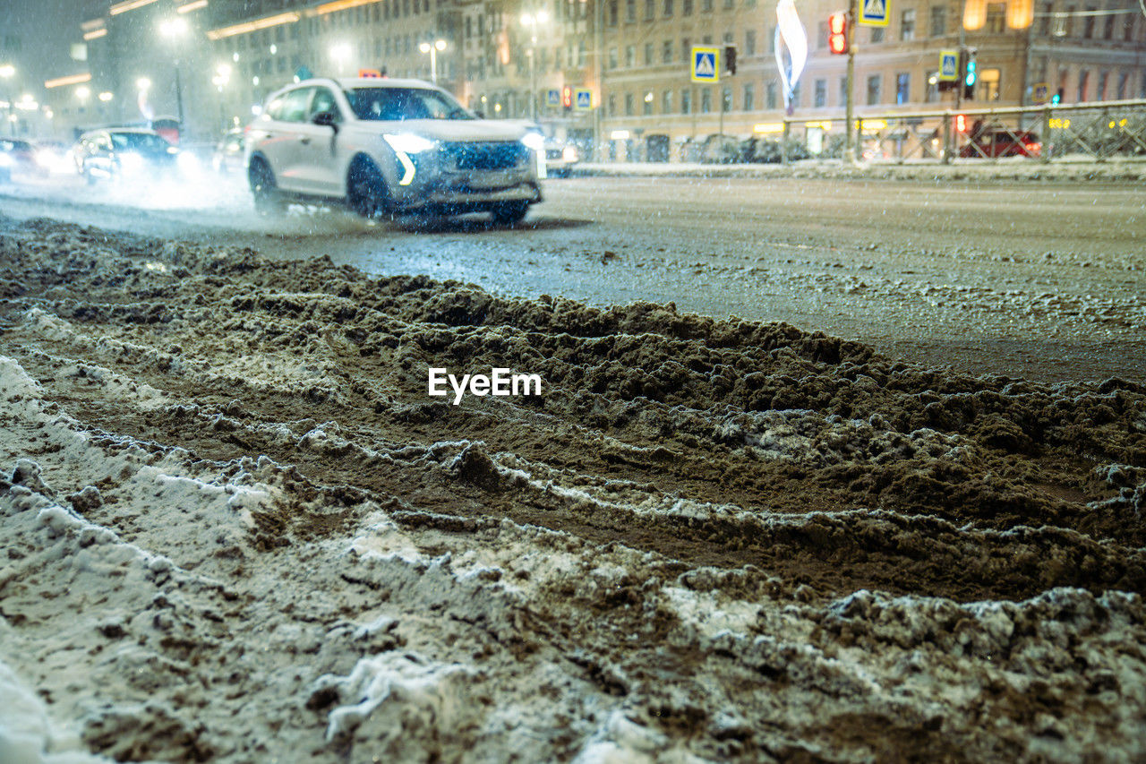high angle view of car on street