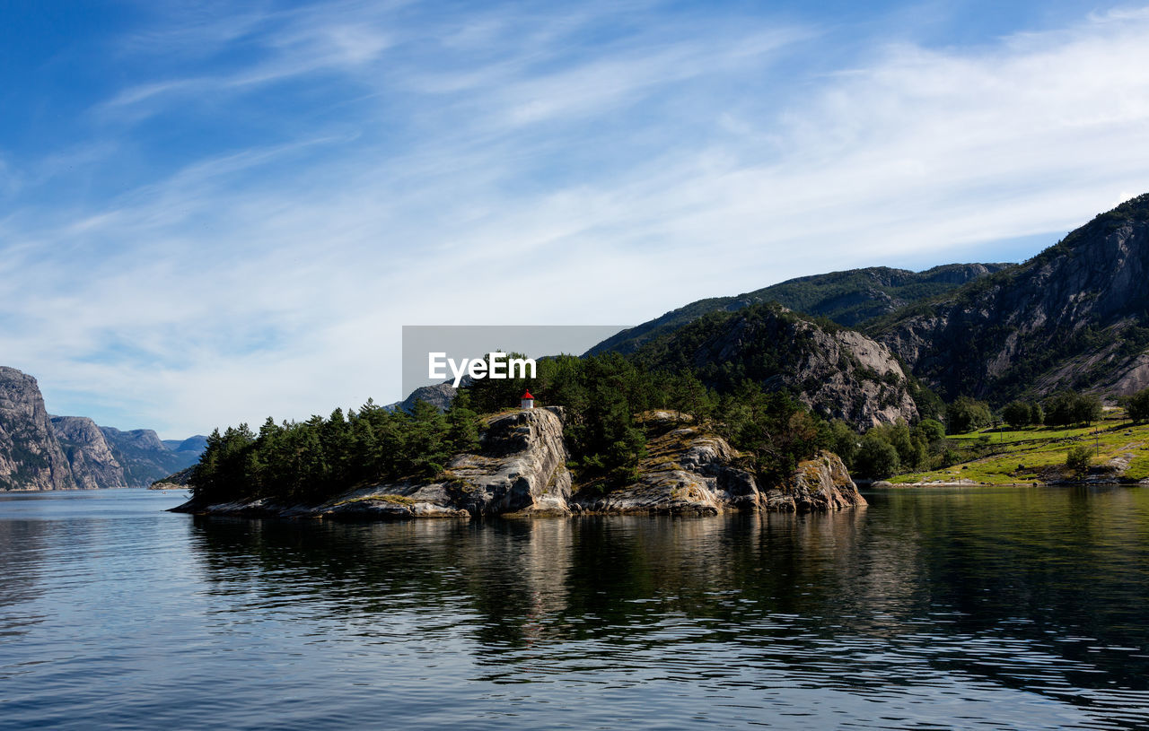 Scenic view of lake against sky