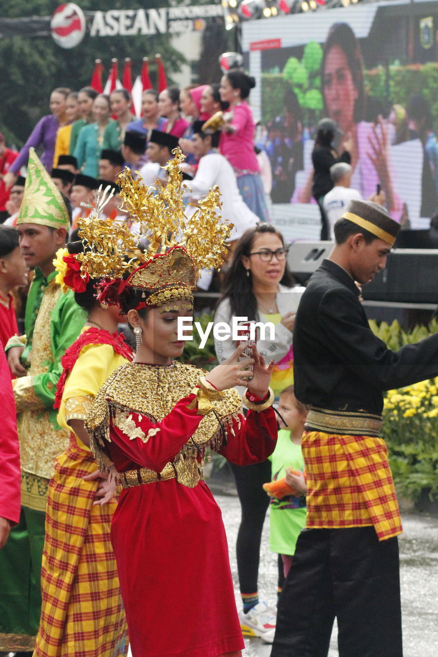 View of people in traditional clothing, a fashion festival