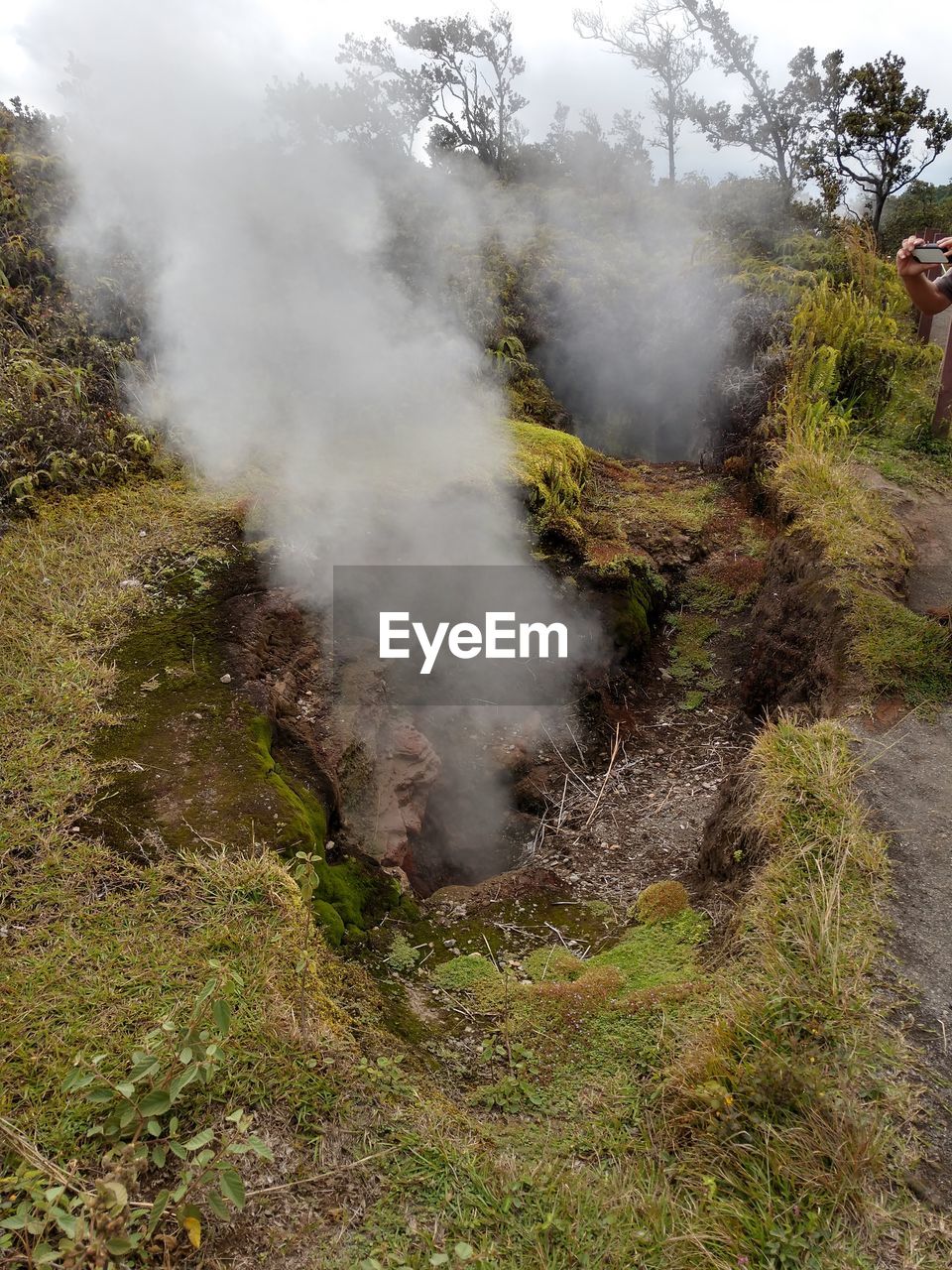 Steam vent along the edge of the hale maumau volcano in volcano national park, hawaii, usa