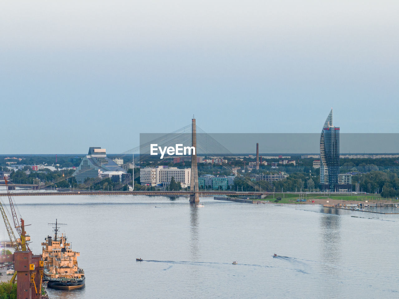 Beautiful panoramic aerial view of the riga city.