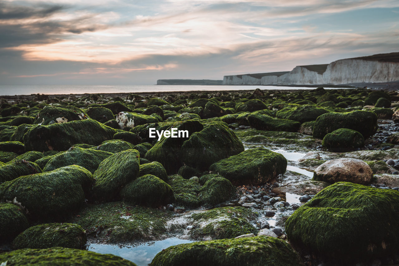 Scenic view of sea against sky during sunset