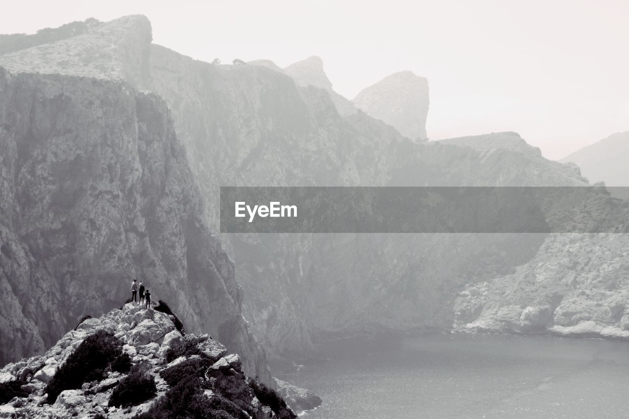 Scenic view of mountains against sky during winter