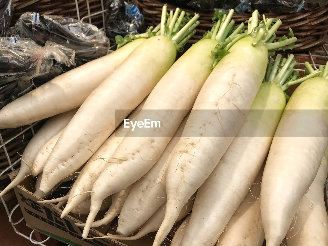 High angle view of vegetables for sale in market