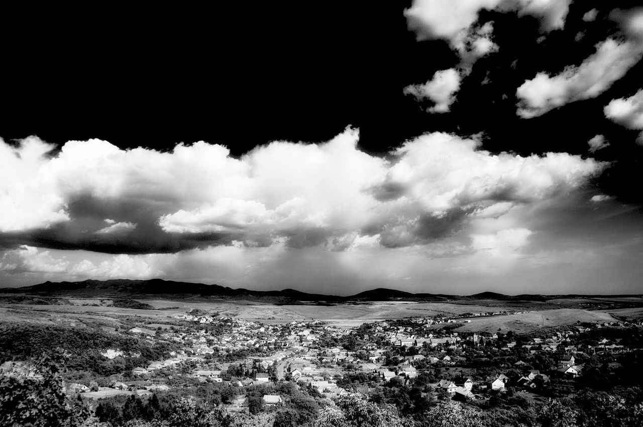 PANORAMIC VIEW OF CLOUDS OVER LANDSCAPE AGAINST SKY