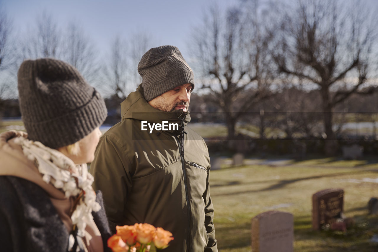 Couple at cemetery