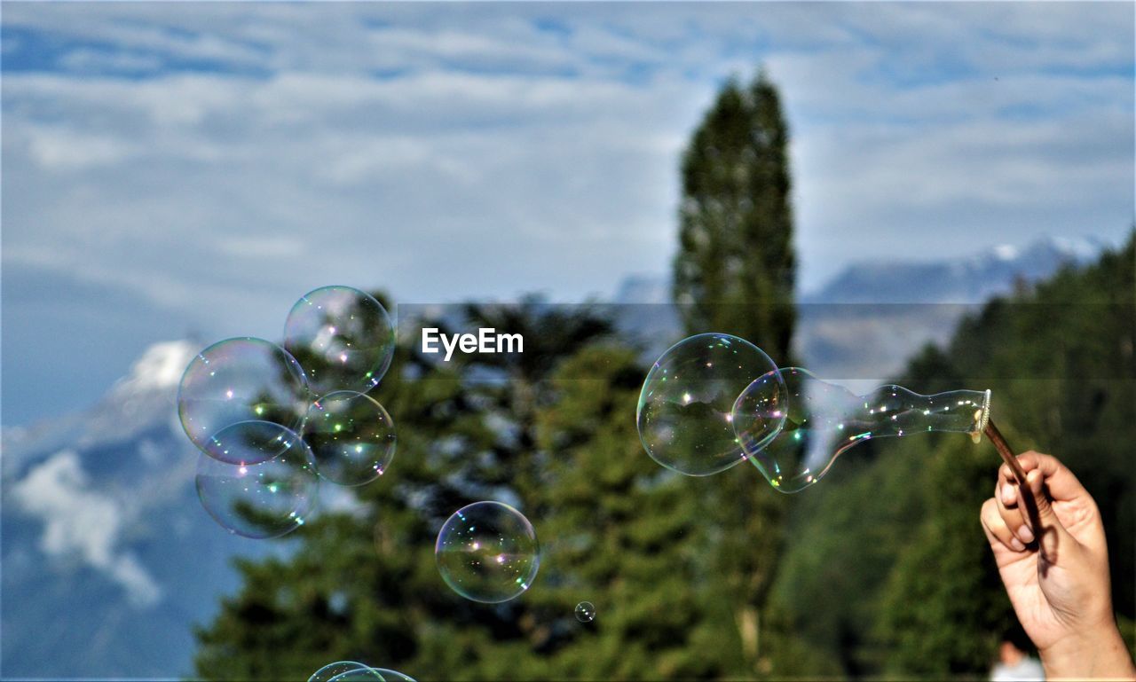 Close-up of bubbles in mid-air