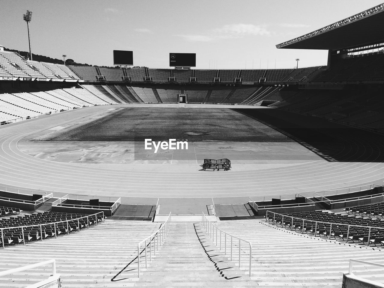 High angle view of stadium against sky