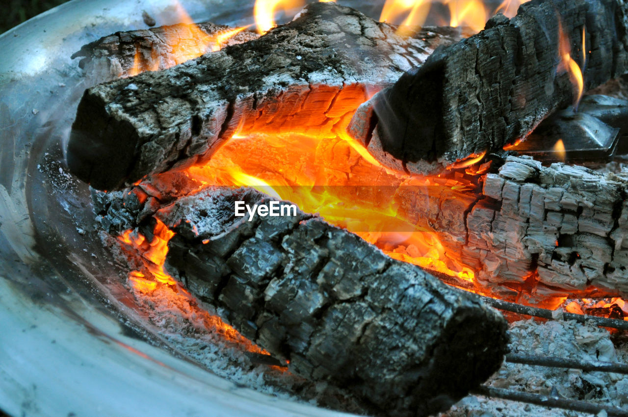CLOSE-UP OF FIRE ON BARBECUE