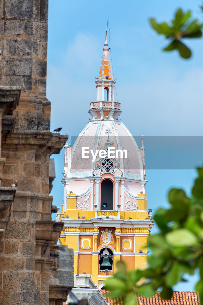 Low angle view of cartagena cathedral against sky in city