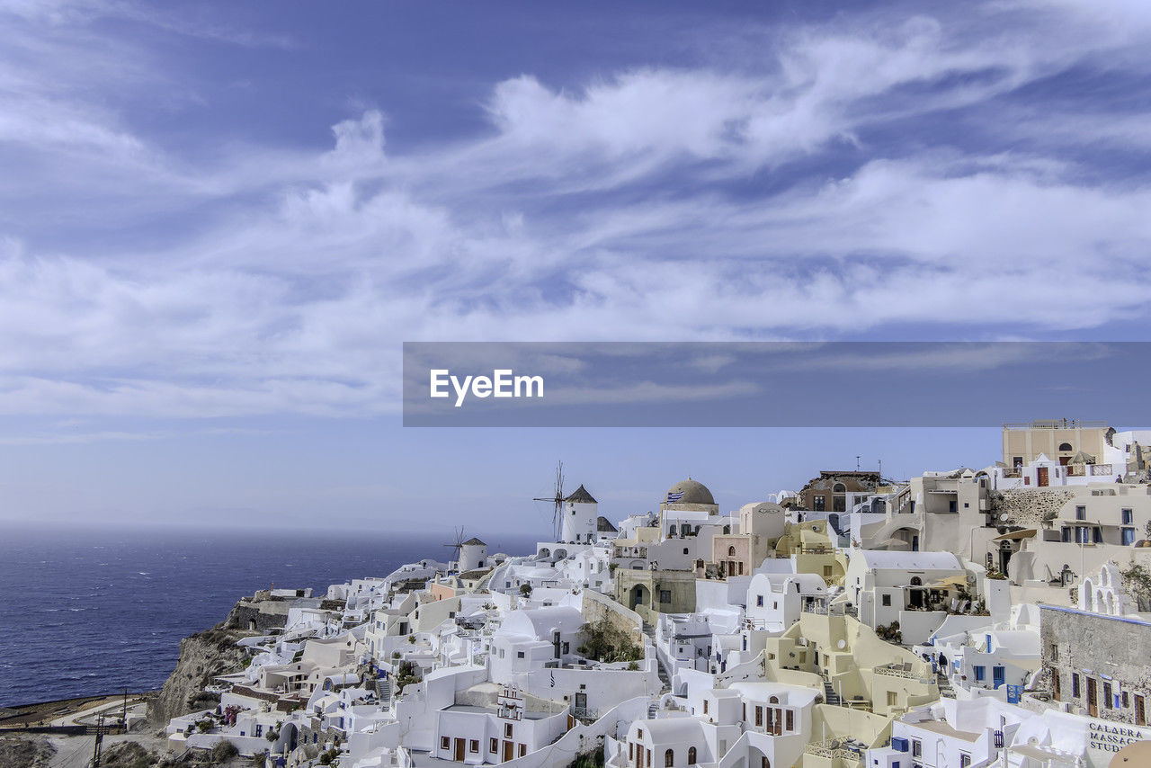 Santorini, greece, may 4, 2024. oia, view of the village with the windmills