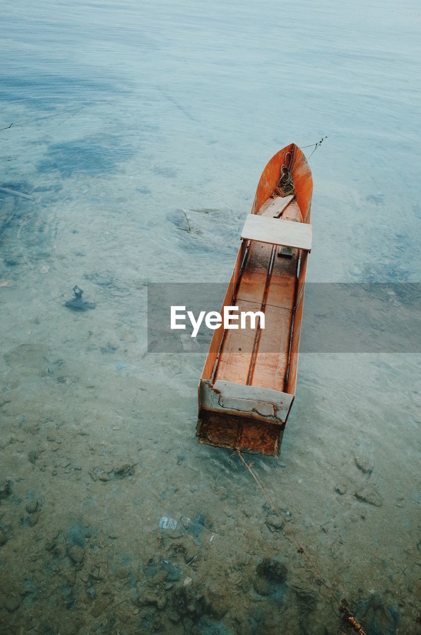 High angle view of boat in sea