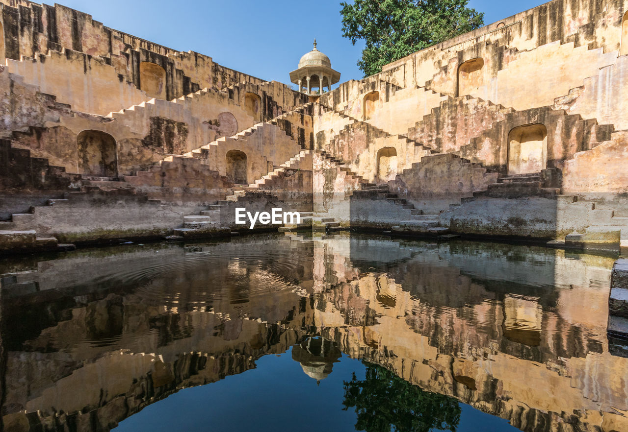 Reflection of buildings in lake