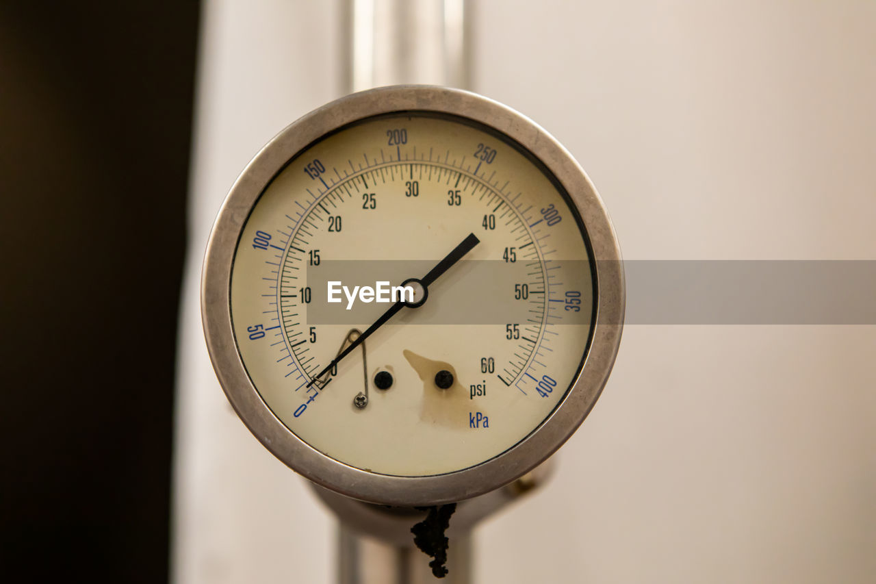 Close-up of pressure gauge