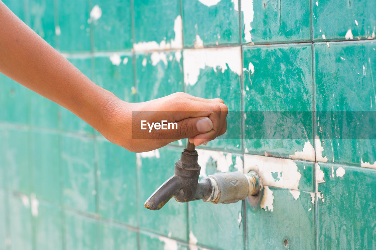 The children reach out waiting for water, water shortage concept.