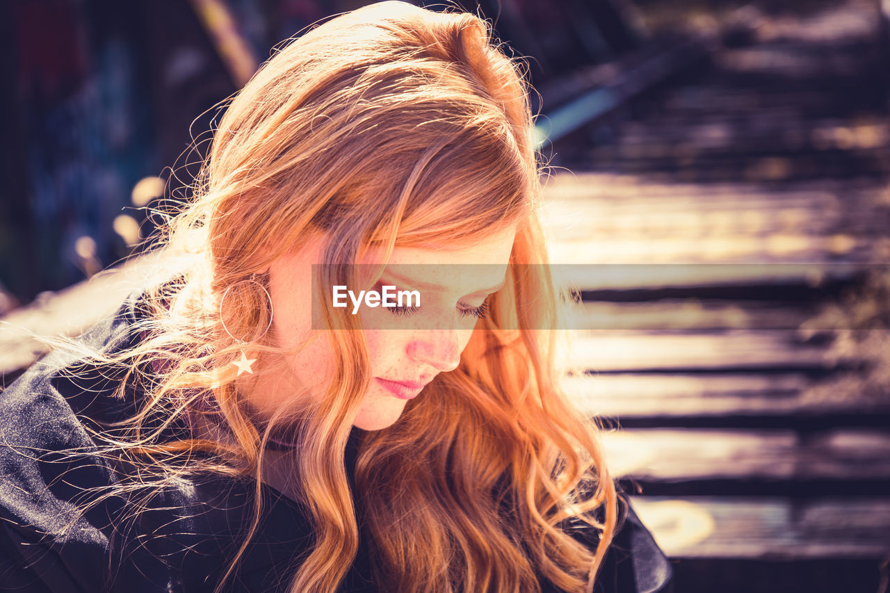 Close-up of beautiful teenage girl