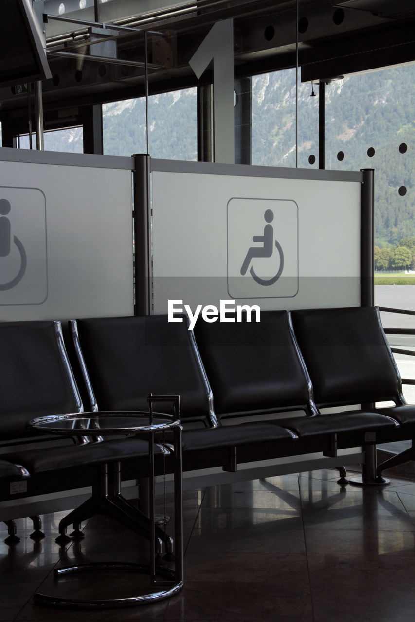 Handicapped section at an airport gate in innsbruck, austria 