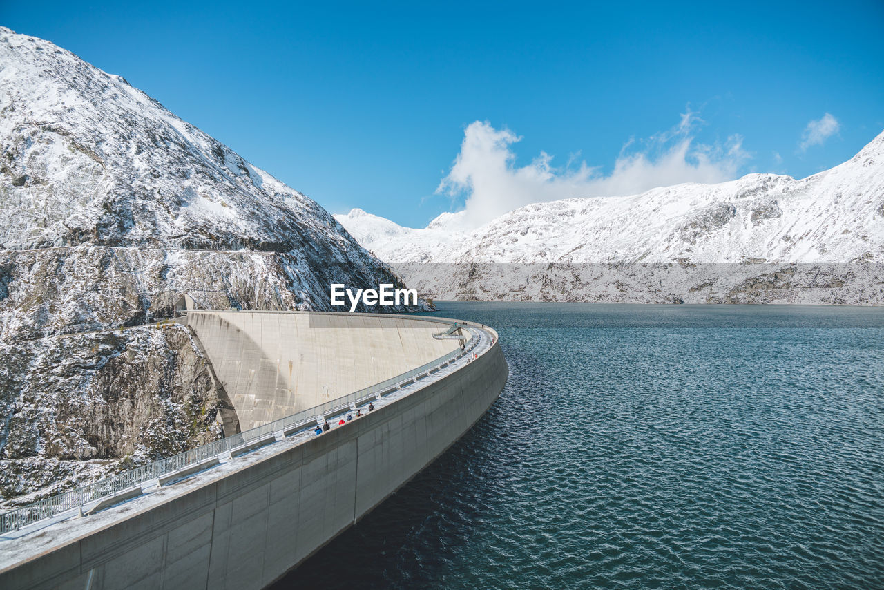 High alpine dam and reservoir lake kölnbreinsperre, malta, austria