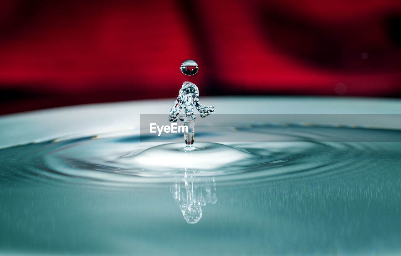 Close-up of splashing water in shape of a man