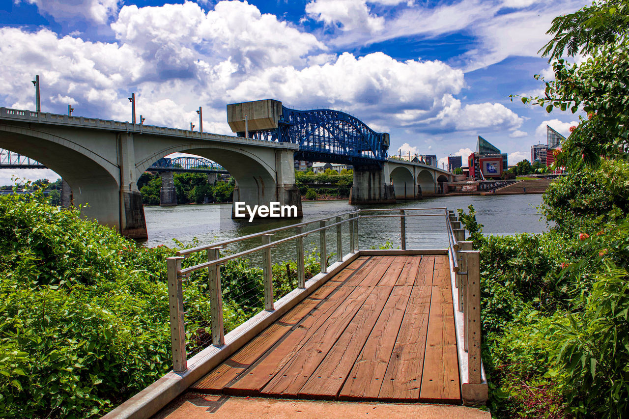 Bridge over river against sky