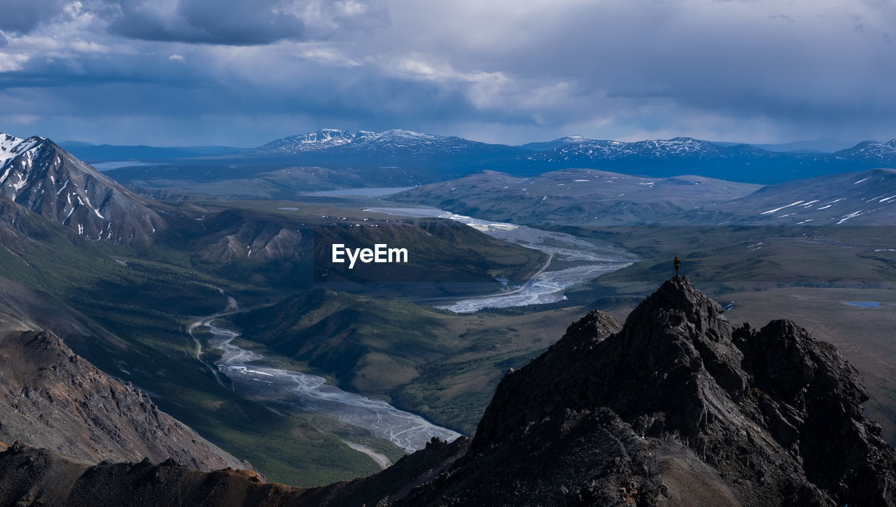 AERIAL VIEW OF SNOWCAPPED MOUNTAINS AGAINST SKY