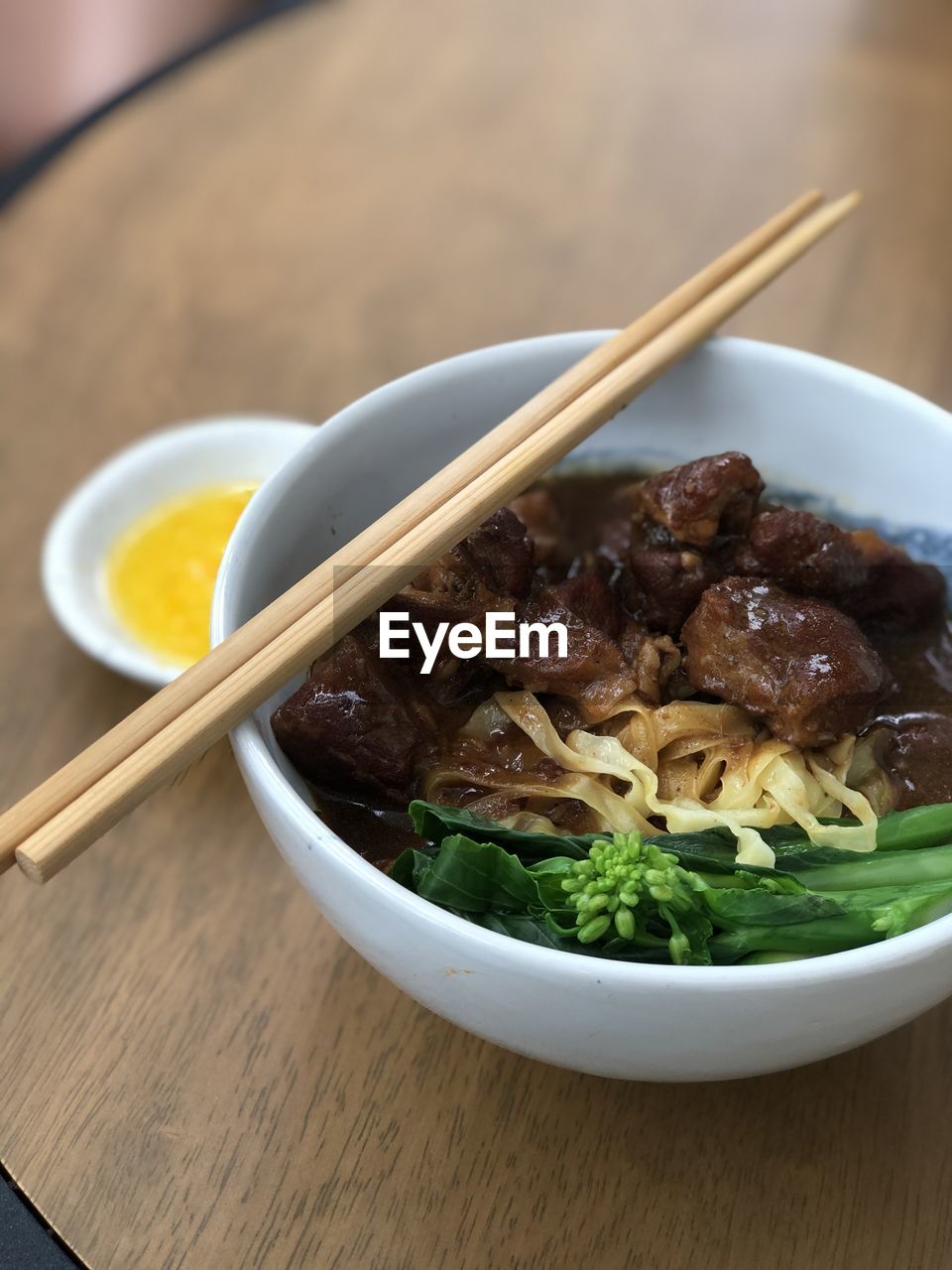 High angle view of meal served in bowl