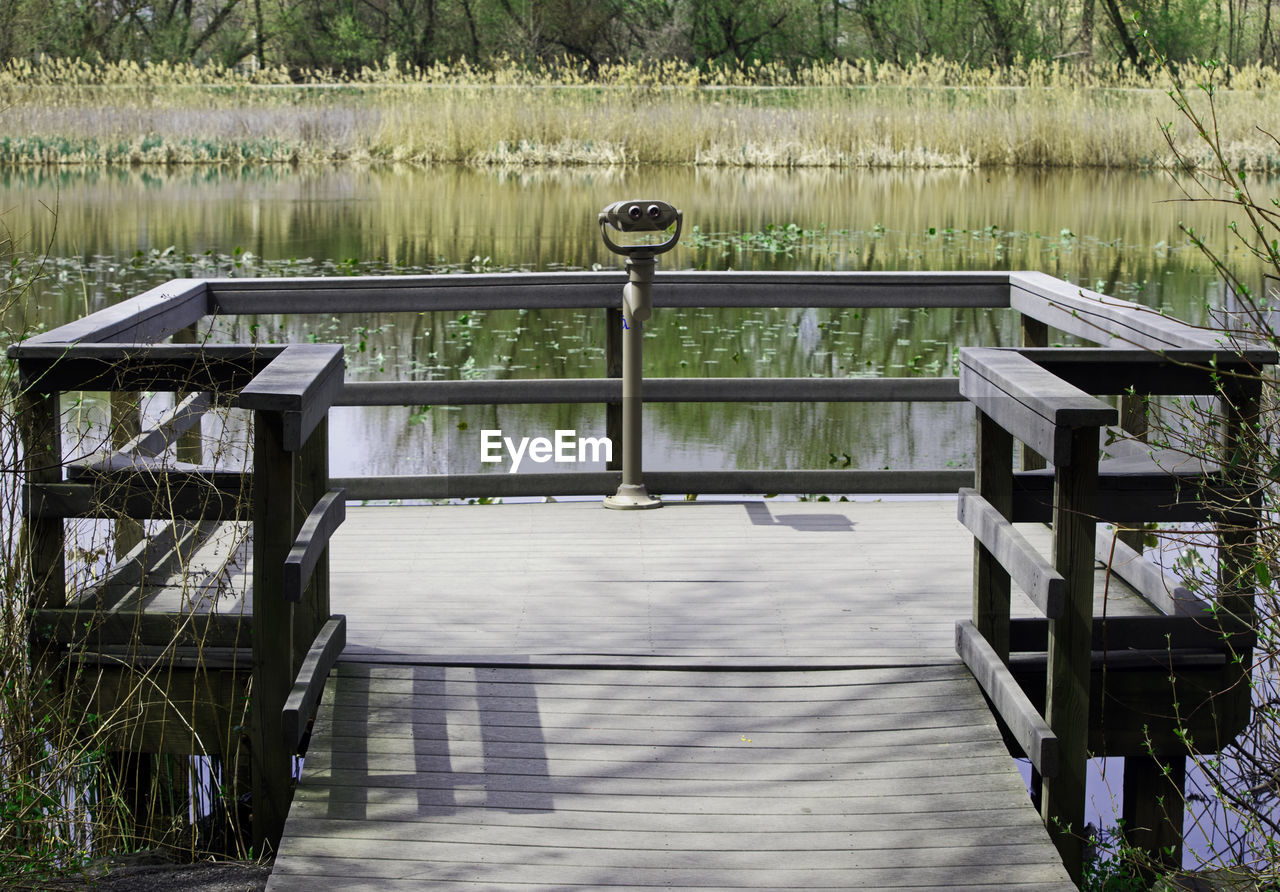 Wooden structure in lake