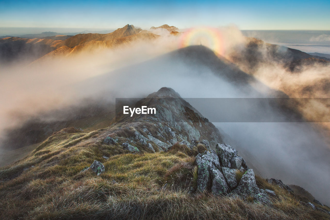 Moody landscape from carpathian mountains, romania.